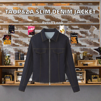 Vestes en jean décontractées pour femmes, automne-hiver, couture à la machine, fermeture éclair, manches longues, tricotées, écologiques