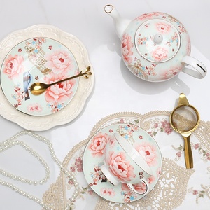 Wholesale Flower and Bird Pattern Bone China <b>Coffee</b> Cup Saucer Teapot Gift <b>Set</b> - Product Image 5