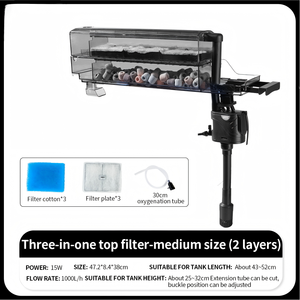 고품질 3 in 1 무소음 걸이형 필터 박스 외부 상단 수족관 어항 물 순환 필터 - Product Image 3