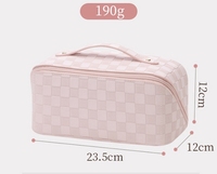 Sac de maquillage Vintage en cuir PU à carreaux, organisateur de maquillage, sacs à cosmétiques, trousse de toilette Portable de voyage