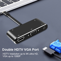 Convertisseur USB-C 5-en-1 pas cher : HDTV, VGA, USB 3.0, PD, Audio 3,5 mm pour Ordinateur Portable – Hub USB-C 4K