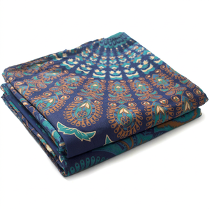 Paneles de Cortina con Estampado Hindú Hippie Bohemio de Pavo Real y Mandala, Color Azul Turquesa, para Dormitorio, Sala de Estar y Decoración del Hogar - Product Image 1