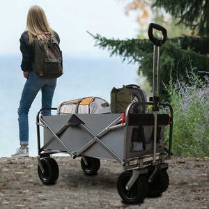 Inklapbare vouwwagen van roestvrij staal met vier wielen, strandkar, boodschappenkar, gereedschapskar, voedselkar, opbergkar - Product Image 6