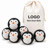 Lot de 6 balles de séchage en laine de pingouin, alternatives écologiques et réutilisables aux adoucissants textiles, balles de lavage en laine faites à la main