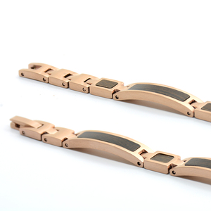 Braccialetto personalizzato in acciaio e legno placcato oro rosa in acciaio e legno di lusso per ragazze di moda <span class=keywords><strong>set</strong></span> regalo di nozze per le donne - Product Image 3