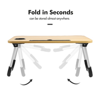 Table pliante portable Home MDF Lazy Man pour ordinateur portable sur lit avec tiroir de rangement