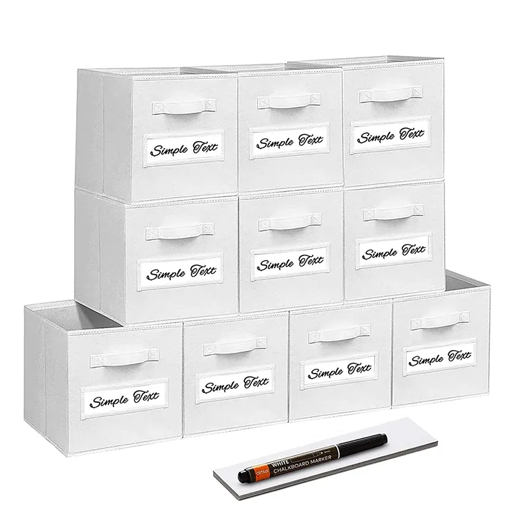 Home Collapsible Cube Bins Organizer Non Woven Fabric White Clothing Storage Box with Lids
