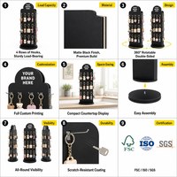 Présentoir de sol rotatif double face personnalisé pour porte-clés avec crochets métalliques, idéal pour les points de vente en magasin