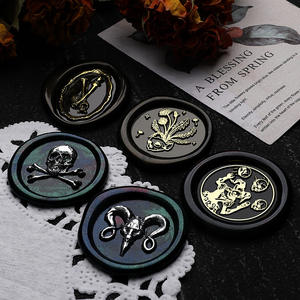 Tête de sceau à la cire de la série Dark, motif en cuivre squelettes de crânes en relief, pour la décoration de journal - Product Image 2