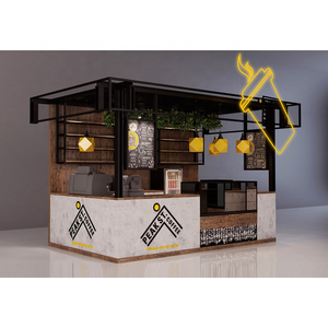 Kiosque de thé à bulles en bois massif, <span class=keywords><strong>comptoir</strong></span> de bar avec affichage de pâtisseries, design 3D, style rétro, intérieur de magasin, utilisé dans les magasins à café - Product Image 3