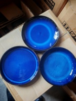 Assiettes de style japonais moderne en porcelaine bleue émaillée au four, écologiques, réactives, sans BPA, de 6, 8, 10 et 12 pouces, pour dîner ou soupe