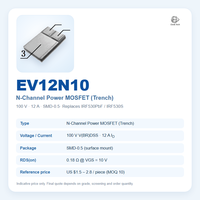 100V 12A N-Channel MOSFET EV12N10 SMD-0.5 EvolE SMD-0.5 Seri Trench High Voltage Switching Industrial Power Supply