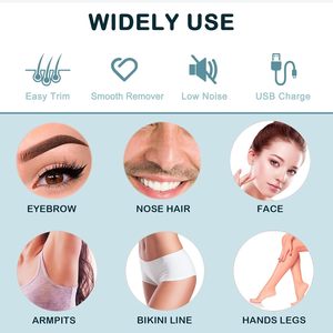 Rasoir électrique rechargeable 2-en-1 pour femme, tondeuse à sourcils indolore, lumière LED, épilation des poils du visage, étanche IPX - Product Image 2
