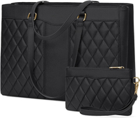 Sac à main professionnel en cuir imperméable pour ordinateur portable 15,6 pouces pour femme, avec pochette intégrée