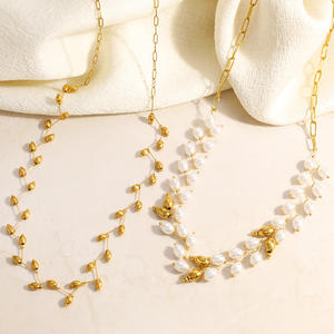 Collar de Perlas con Baño de Oro de 18k, Diseño de Capullo Floral, Joyería para Uso Diario y Festividades - Product Image 1