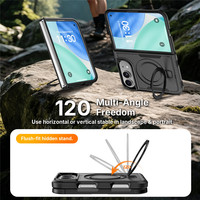 Étui double couche TPU+PC 2 en 1 pour iPhone Duo, téléphone pliable, anneau magnétique pliable, béquille, protection antichoc