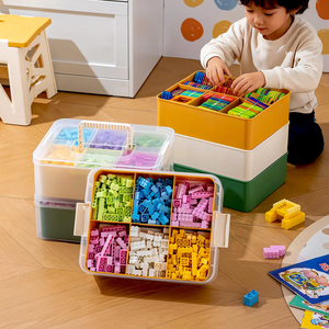MIXWARES Mehrstöckige Kunststoff-Aufbewahrungsbox mit Griff - Wasserdichter Spielzeug- & Snack-Organizer, Tragbares Aufbewahrungsset für Zuhause - Product Image 2