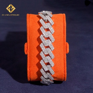 Zuanfa Jewelry Lab Grown Diamond Bracelet Popular 15mm Cuban Chain Cuban Link Chain Necklace Bracelet <b>Men</b> Iced Out Diamond 925 - Product Image 2