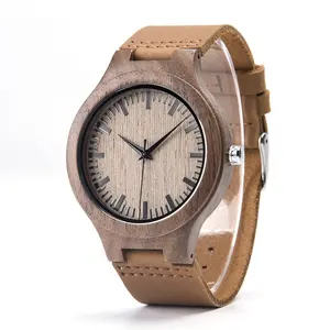 DODO-montre en cuir naturel oem, bracelet en bois, pour hommes, cadeau pour mari, logo personnalisable, vente en gros