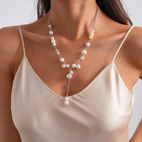 Collier coréen minimaliste élégant, pendentif géométrique rétro en perles et pompon rond, bijou de cou haut de gamme pour femme