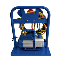 Kit de remplissage de réfrigérant pour climatiseur, station de charge, pompe à vide double étage 3CFM et manomètre à 5 vannes avec jauge de vide