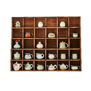 Solid Wood Display Shelf Tea Set Storage Rack Tiered Ornament Organizer For Office <b>Desk</b> Sets - Product Image 5