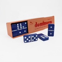 Vente en gros d'usine couleur bleue double six en plastique, taille de tonalité de rallye de dominos dans une boîte en plastique pour jeu de table de casino
