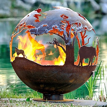 Firepit Sphere Corten Steel Outdoor Furniture Metal Fire Pit Globe