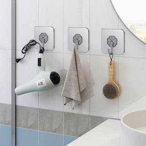 Transparent Stainless Steel Strong <b>Self</b> <b>Adhesive</b> <b>Hooks</b> Key Storage Hanger for Kitchen Bathroom Door <b>Wall</b> Multi-Function - Product Image 5