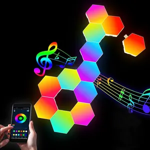 JEJA RGBIC Music Sync Hexagon Wall Lights with Smart Wifi Tuya APP and Touch Control quantum light for Gaming Room Wall Decor