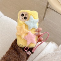 Coque de téléphone antichoc en peluche étoile colorée, style girly mignon, pour iPhone 18 17 16 15 14 Pro Pro Max PC