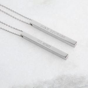 Collier en argent plaqué or, en forme de barre verticale, pendentif personnalisé avec message gravé sur les 2 côtés, en acier inoxydable, 10 pièces - Product Image 2