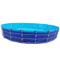 Équipement d'aquaculture Ras System, réservoirs à poissons en fer galvanisé et toile écologiques de 4 m de diamètre pour l'élevage de tilapias du Nil en extérieur