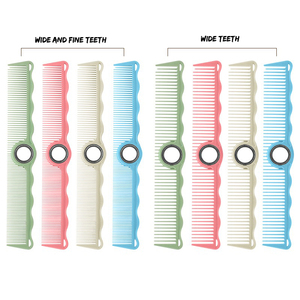 Peigne à doigts double taille pour barbier avec technique de coiffage, petit et grand anneau, dents denses et larges, brosse de coupe de cheveux pour barbiers et stylistes - Product Image 2