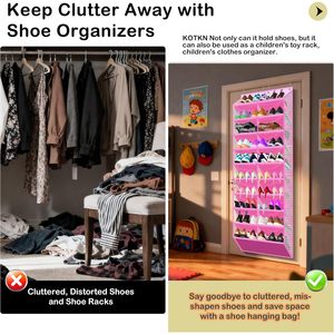 Over The Door <b>Shoe</b> Organizer 20 Pockets Pink Heavy Duty Oxford Fabric With Hexagon Mesh For Boots And <b>Shoes</b> <b>Storage</b> - Product Image 6