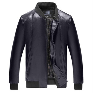 Veste en cuir PU décontractée classique pour hommes, manteau en cuir durable de couleur unie pour le printemps et l'automne - Product Image 5
