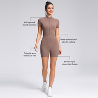Nouvelle combinaison de sport une pièce pour femme, à fermeture éclair, séchage rapide, haute résistance, pour fitness, yoga et entraînement