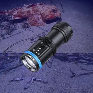 专业摄像机视频潜水填充灯4000毫米水肺xhp70发光二极管手电筒IPX8水下红/蓝/紫外灯笼手电筒