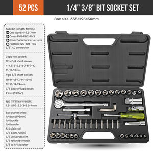 Chuyên nghiệp 52PC 1/4 \ "<span class=keywords><strong>3</strong></span>/<span class=keywords><strong>8</strong></span> \" ổ đĩa Metric ổ cắm Set vít điều khiển <span class=keywords><strong>bit</strong></span> & Ratchet cờ lê hộp công cụ tay-powered OEM tùy chỉnh - Product Image 2