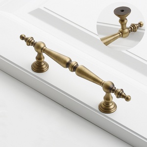 Antique Vintage Furniture <b>Handle</b> in Brass Luxury Bronze Wardrobe Door Drawer Knob with <b>Copper</b> Pulls for Kitchen Cabinets - Product Image 2