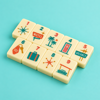 Mahjong Direct Usine : Ensemble de Tuiles Personnalisées Mid-Century pour la Maison, Jeu de Table en Acrylique Premium, Cadeau d'Entretenissement et de Pendaison de Crémaillère