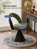 Tabouret de toilette de luxe de style italien, 360 °   Chaise de maquillage pivotante avec dossier pour table de toilette de chambre à coucher, chaise rembourrée pour nail art