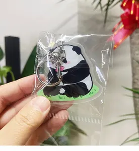 Kawaii akrilik Panda anahtarlık Anime ayı anahtarlık 3D sevimli Panda karikatür anahtar kolye