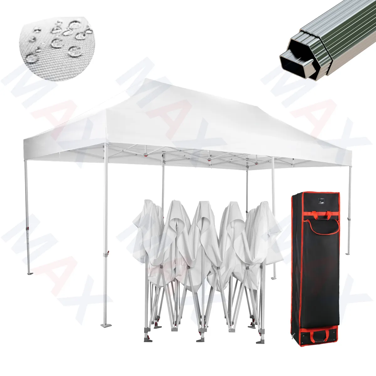 Tente popup en aluminium méga hexagonale résistante de 48mm tente d'auvent 10x10 & 10x20 tente pliante extérieure d'exposition commerciale