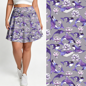 Falda pantalón deportiva para mujer con estampado de orcas y loto, morada, con motivos de vida <span class=keywords><strong>marina</strong></span> y florales, con bolsillo para teléfono, de cintura alta, para gimnasio - Product Image 1