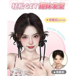 Extensiones de Cabello con Moño Doble y Plumas, Hechas a Mano con Alambre Resistente al Calor, para Cualquier Forma de Rostro - Product Image 2