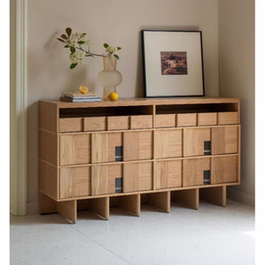 Armoire de rangement en bois massif de style nordique japonais, anti-humidité/moisissure, luxe léger, à cinq tiroirs, pour salon, <span class=keywords><strong>Marseille</strong></span> - Product Image 1