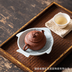 Plato de cerámica Fujian Wuxi Tang con patas altas, plato de porcelana para té, aperitivos y uso doméstico. - Product Image 3
