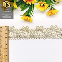 LEIXUSI Dentelle brodée géométrique dorée de 3,5 cm, style ethnique pour Hanfu, Cheongsam, vêtements, accessoires de décoration intérieure