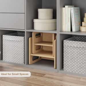 Anak-anak Montessori Furniture 1-3 tahun langkah bangku kayu meja menyapih dan kursi Set untuk balita membaca bermain aktivitas kubus - Product Image 5
